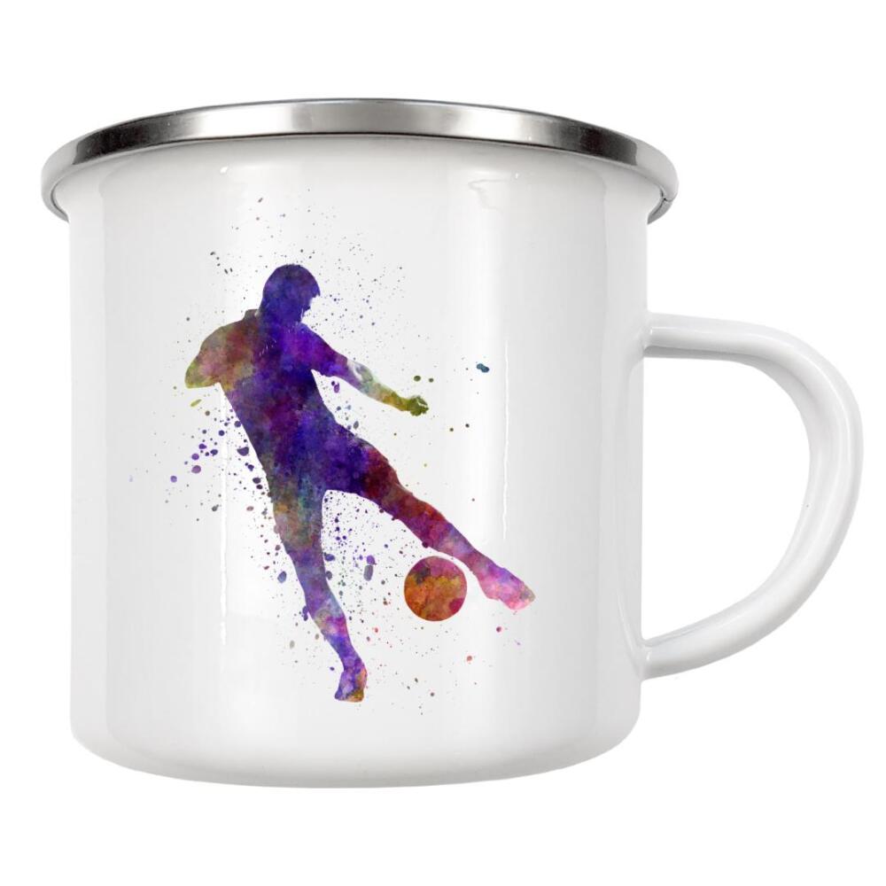 Emaille Tasse "Soccer player in watercolor-h" artboxONE - Sport / Fußball