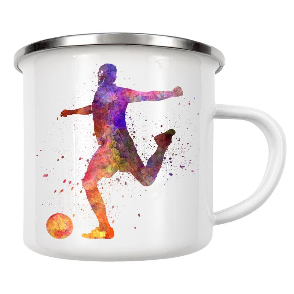 Emaille Tasse "Soccer player in watercolor-i" artboxONE - Sport / Fußball
