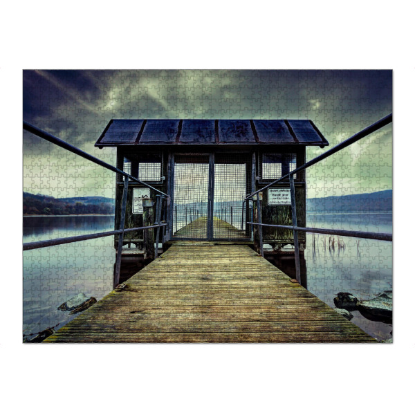 Puzzle Ravensburger "Baden verboten" artboxONE - Reise - Steg,Wasser,Baden,Pack die badehose ein - Bild steg