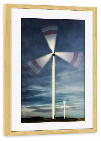 Poster mit Rahmen kiefer "Windräder" artboxONE - Natur - Strom,Landschaft,Neue welt,Energiesparen,ökostrom