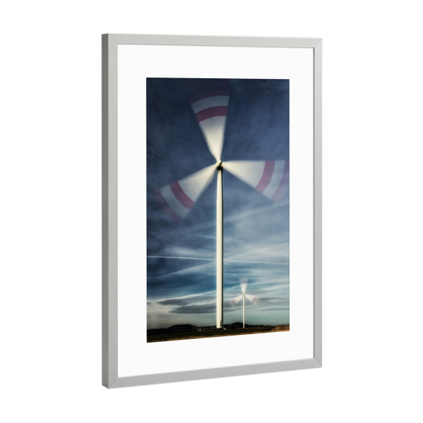 Poster mit Rahmen Silber "Windräder" artboxONE - Natur - Strom,Landschaft,Neue welt,Energiesparen,ökostrom