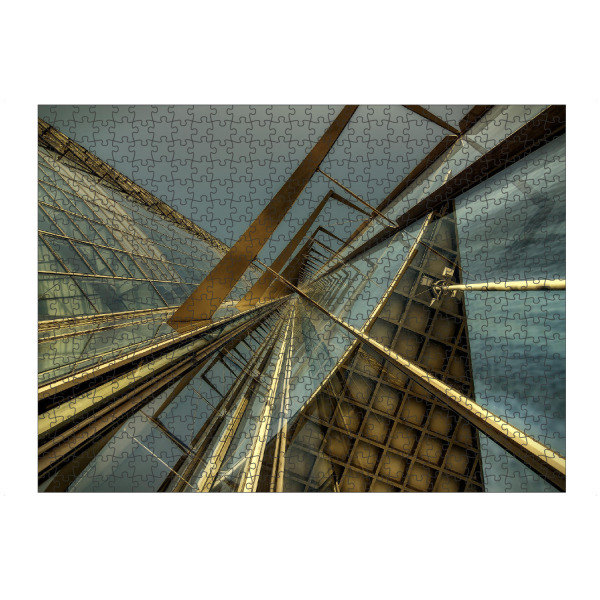 Puzzle Ravensburger "Gen Himmel II" artboxONE - Architektur - Gebäude,Glas,Himmel,Wolken,Nahaufnahme,Architekturfotografie,Hochhaus - Bild Gebäude