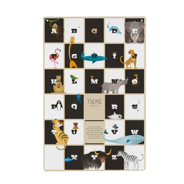 Holzbild "Von A bis Z" artboxONE - Für Kinder,Schwarzweiß