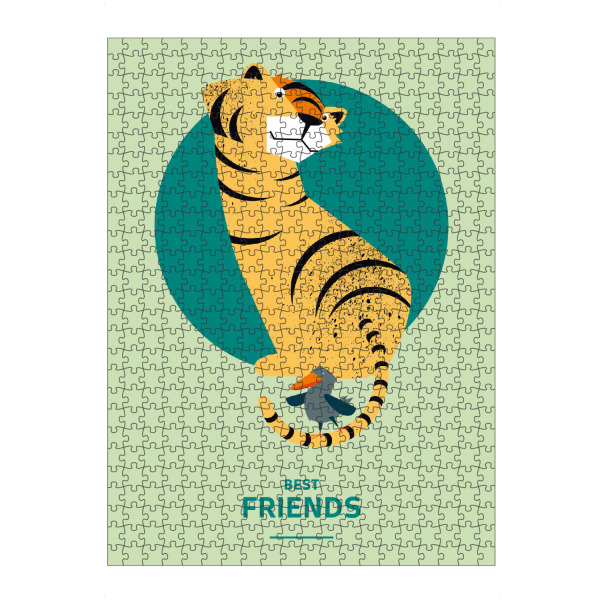 artboxONE Puzzle "Beste Freunde III 2" artboxONE - Für Kinder - Tiger,Leopard,Vogel,Kinderzimmer,Bff,Best friends,Kreis - Bild Tiger