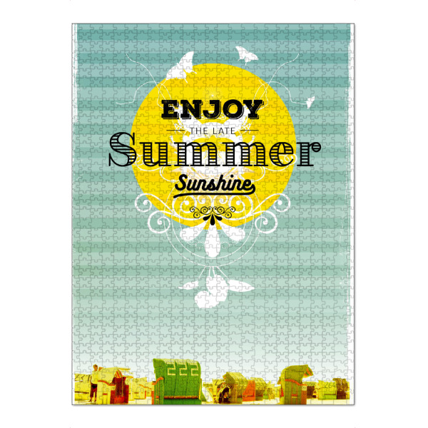 Puzzle Ravensburger "Spätsommer" artboxONE - Für Kinder,Sommer - Sommer,Strand,Typografie,Enjoy,Sunshine,Strandkorb,Beach,Schmetterlinge,Butterfly