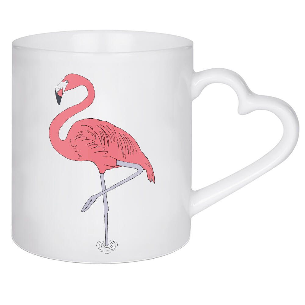 Herztasse "Flamingo relaxing" artboxONE - Natur,Reise,Tiere - Flamingo,Vogel,Tropisch,Rosa,Natur,Pink,Exotisch,Tier,Animal,Bird,Nature