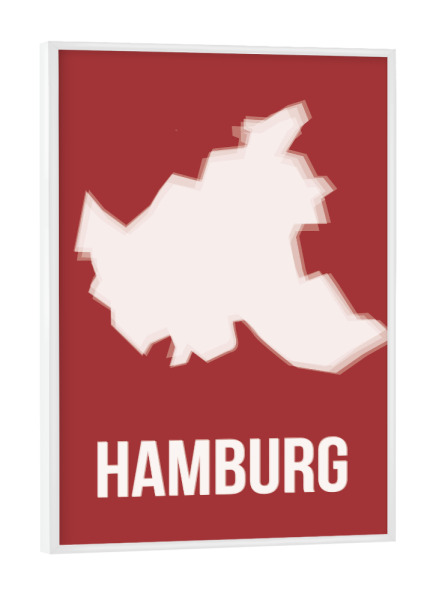 Poster mit weißem Rahmen "Hamburg Silhouette" artboxONE - Städte / Hamburg - Hamburg,Hansestadt,Silhouette,Stadtgrenze,Grenze,Border