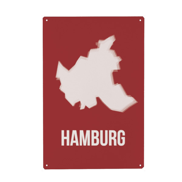 Metall Poster "Hamburg Silhouette" artboxONE - Städte / Hamburg - Hamburg,Hansestadt,Silhouette,Stadtgrenze,Grenze,Border - Blechschild