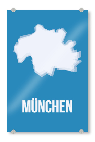 Acrylglasbild "München Silhouette" artboxONE - Städte / München,Typografie - München,Bayern,Silhouette,Stadtgrenze,Grenze,Border