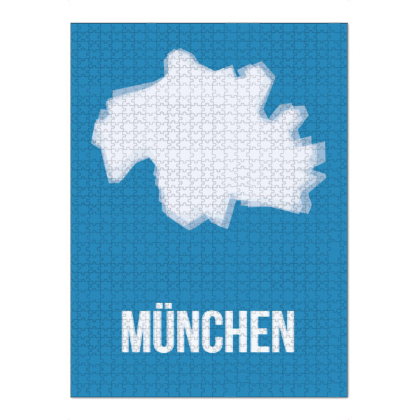 Puzzle Ravensburger "München Silhouette" artboxONE - Städte / München,Typografie - München,Bayern,Silhouette,Stadtgrenze,Grenze,Border