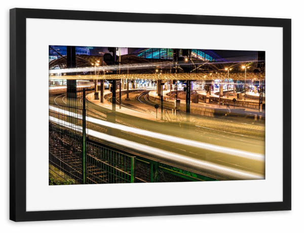 Poster mit Rahmen schwarz "Kölner Straßen bei Nacht" artboxONE - Städte / Köln - Köln,Veedel,Kölner hbf,Liebe deine stadt