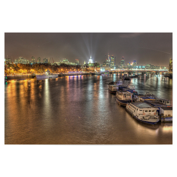 Poster "Londoner Farbenspiel" artboxONE - Städte / London - London,Themse,England,Great britain,Nachtaufnahme,Großbritannien,St. pauls cathedral