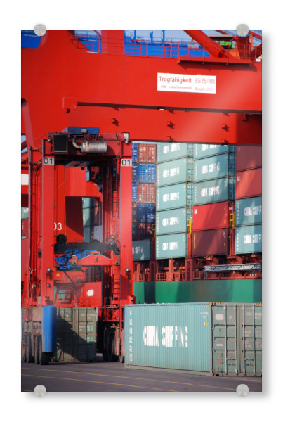 Acrylglasbild "Verladung" artboxONE - Städte / Hamburg - Containerschiff,Transport,Hafen,Verladen,Hamburg hafen,Container