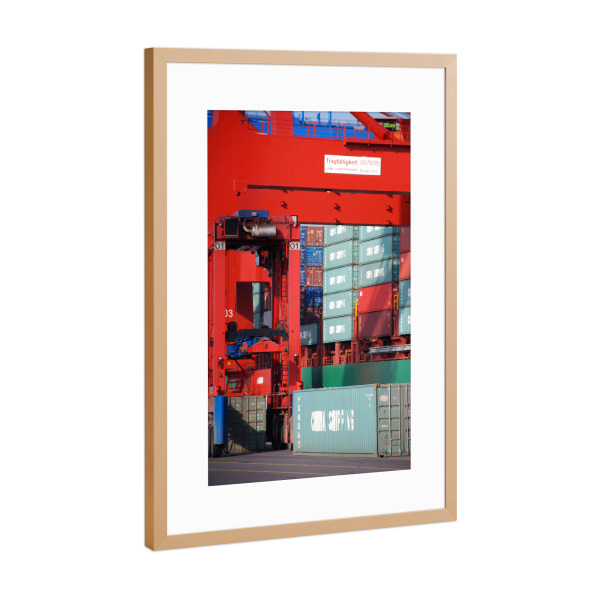 Poster mit Rahmen Kupfer "Verladung" artboxONE - Städte / Hamburg - Containerschiff,Transport,Hafen,Verladen,Hamburg hafen,Container