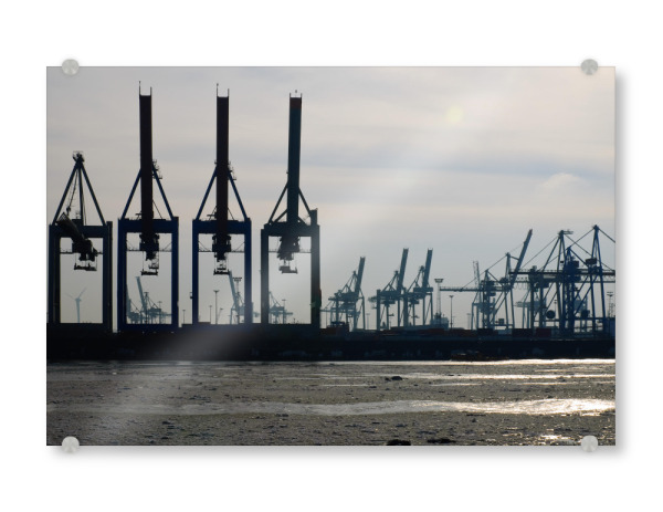 Acrylglasbild "Kranlandschaft" artboxONE - Städte / Hamburg - Transport,Hafen,Verladen,Hamburg hafen,Container,Kran