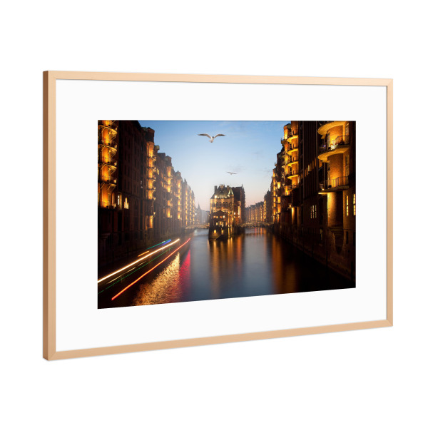 Poster mit Rahmen Kupfer "Speicherstadt Hamburg" artboxONE - Städte / Hamburg