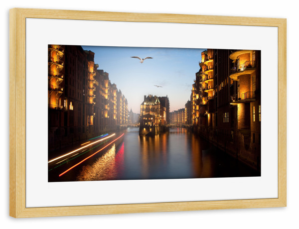 Poster mit Rahmen kiefer "Speicherstadt Hamburg" artboxONE - Städte / Hamburg