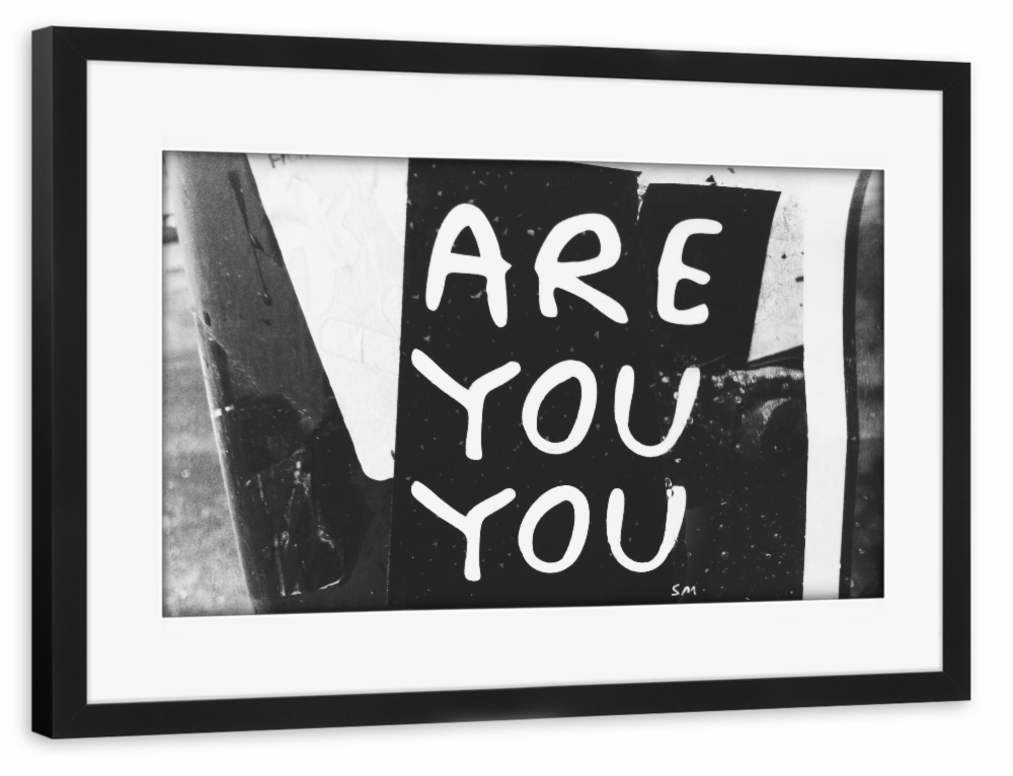 Poster mit Rahmen schwarz "Are You You" artboxONE - Städte / New York,Schwarzweiß - Streetart,Inspiration,Nachricht,Motivation sprüche,Hochzeit