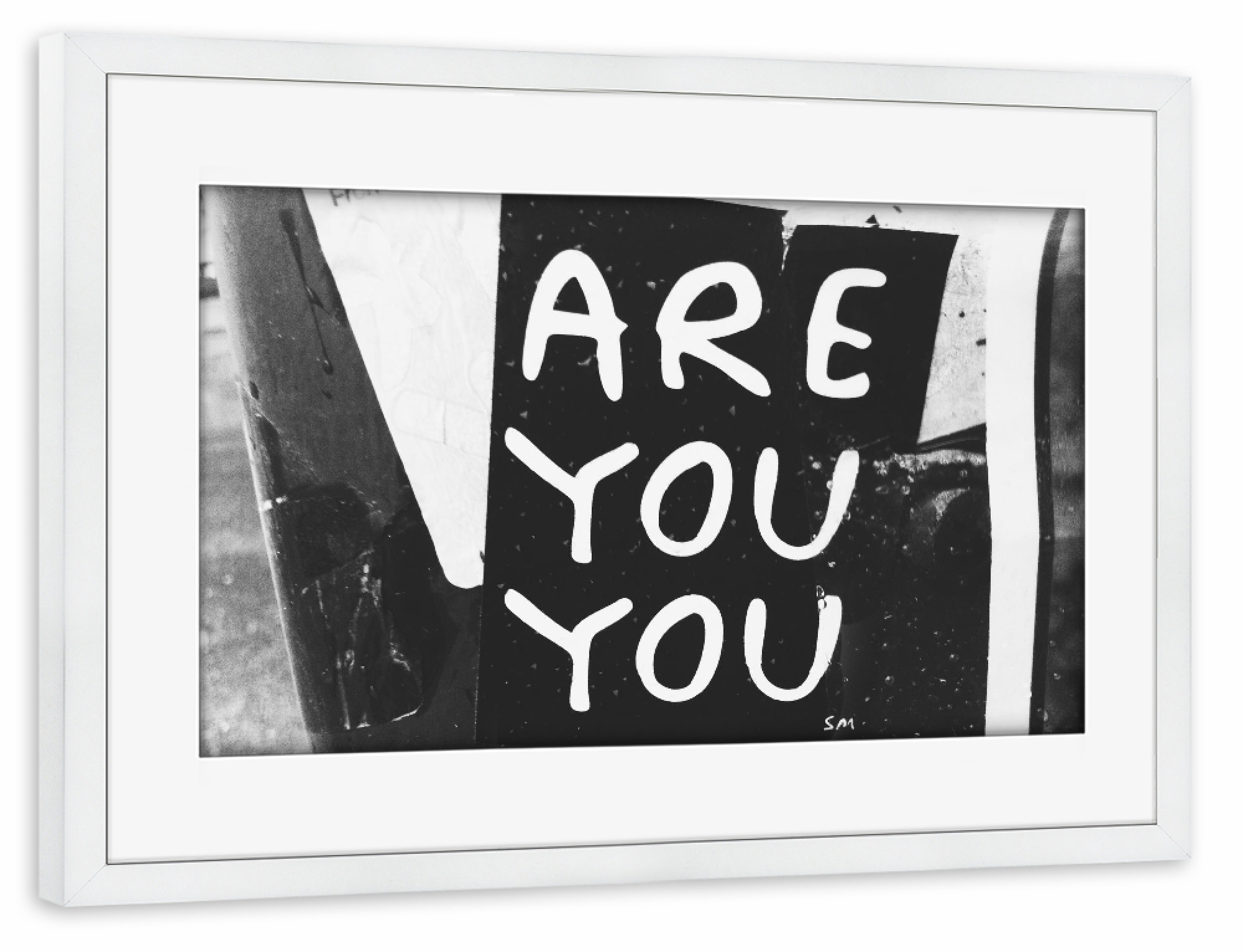 Poster mit Rahmen weiß "Are You You" artboxONE - Städte / New York,Schwarzweiß - Streetart,Inspiration,Nachricht,Motivation sprüche,Hochzeit