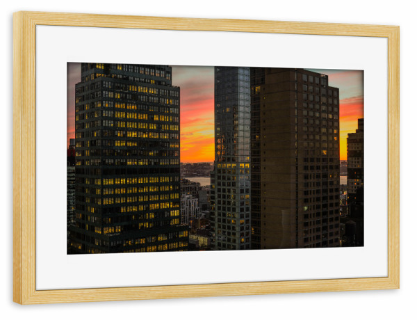 Poster mit Rahmen kiefer "Blackyellow Skyscraper" artboxONE - Städte / New York - New york,Nyc,Lower manhattan,Brooklyn-ansicht,Großer apfel