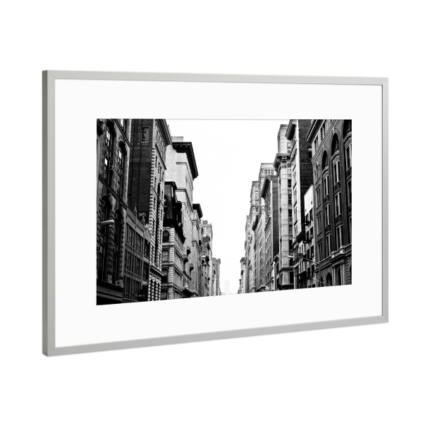 Poster mit Rahmen Silber "Häuserreihe" artboxONE - Städte / New York,Schwarzweiß - Soho,New york,Nyc,Lower manhattan,Big apple