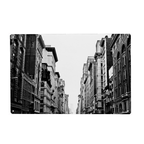 Metall Poster "Häuserreihe" artboxONE - Städte / New York,Schwarzweiß - Soho,New york,Nyc,Lower manhattan,Big apple - Blechschild