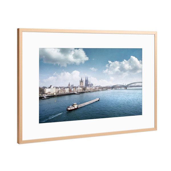 Poster mit Rahmen Kupfer "Mit dem Strom" artboxONE - Städte / Köln