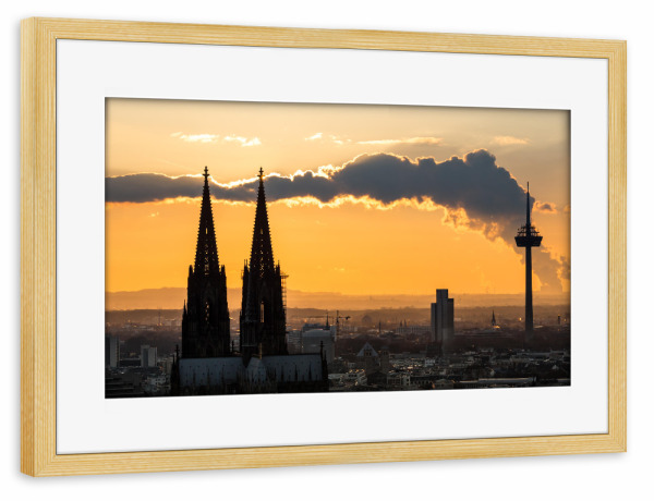 Poster mit Rahmen kiefer "Abendsonne" artboxONE - Städte / Köln