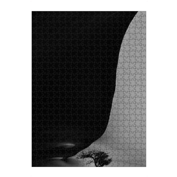 artboxONE Puzzle "Halb und Halb" artboxONE - Tiere,Schwarzweiß,Reise / Afrika - Afrika,Wüste,Düne,Sonne,Schatten,Baum,Perspektive,Sand,Sanddüne
