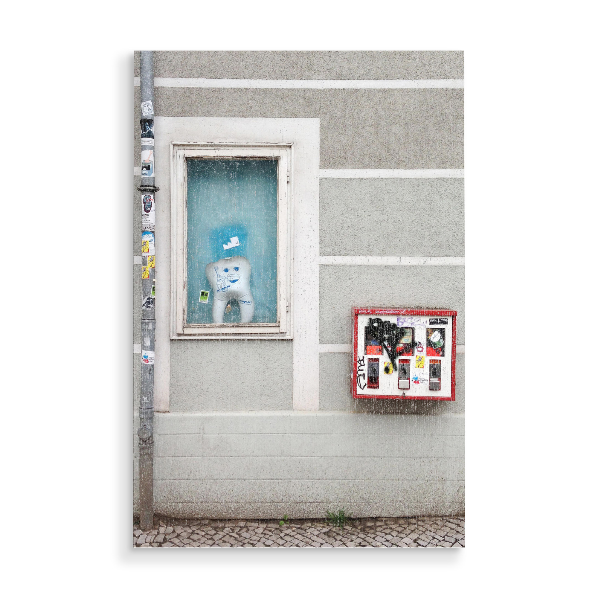 Holzbild "Gut für die Zähne" artboxONE - Rock the kitchen,Essen & Trinken,Streetart - Kaugummiautomat,70er,80er,90er,Retro,Gum,Kaugummi