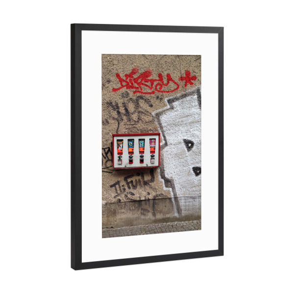 Poster mit Rahmen Schwarz (Metallic) "Insert Coin" artboxONE - Rock the kitchen,Essen & Trinken,Streetart