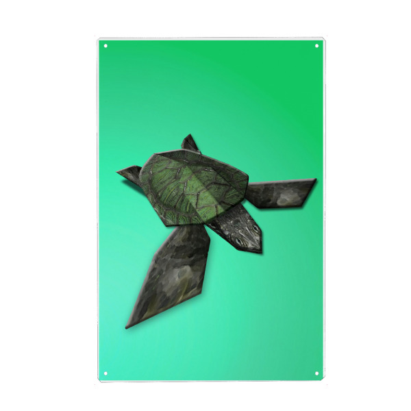 Metall Poster "Origami Schildkröte" artboxONE - Geometrie,Origami