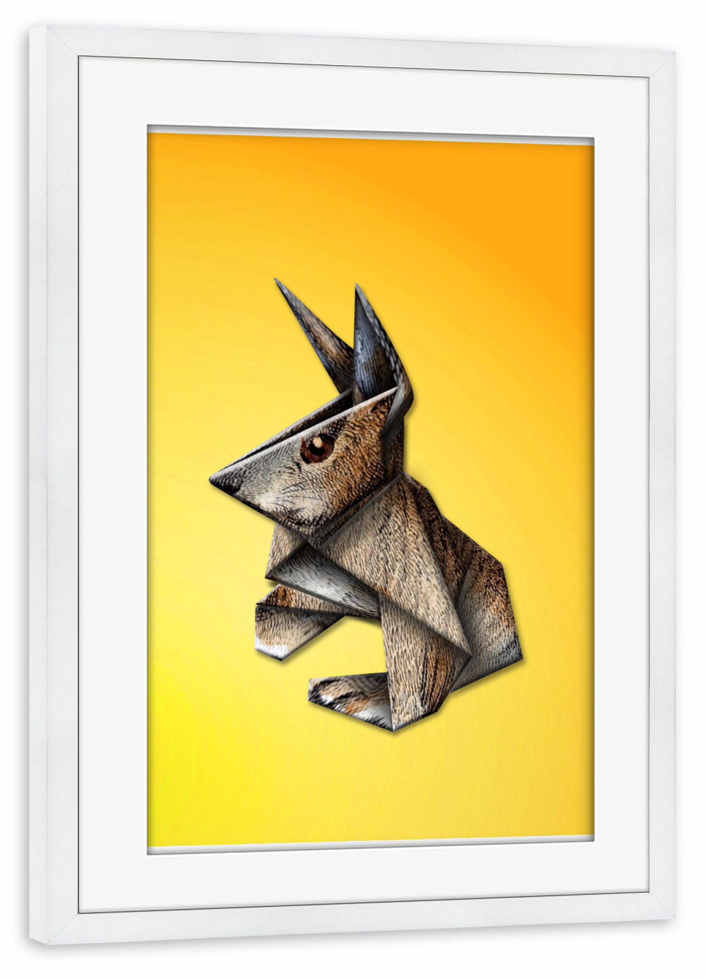 Poster mit Rahmen weiß "Origami Lümmel" artboxONE - Geometrie,Origami