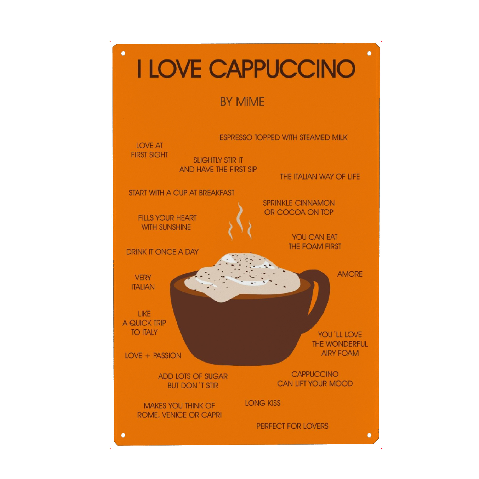 Holzbild "Cappuccino 2" artboxONE - Rock the kitchen,Essen & Trinken - Kaffee,Kaffee,Cappuccino,Küche,Tasse,Typografie,Liebe,Liebe,Leben,Küche