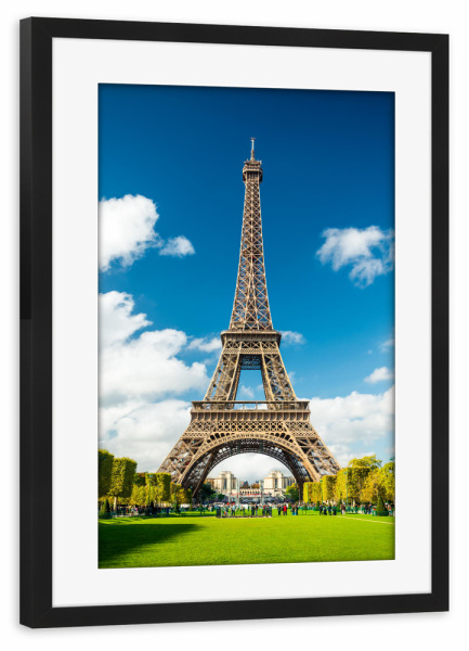 Poster mit Rahmen schwarz "Eiffelturm im Sonnenschein" artboxONE - Städte / Paris