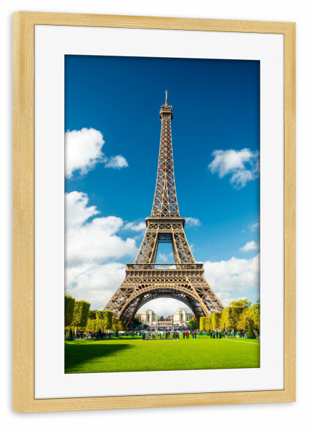 Poster mit Rahmen kiefer "Eiffelturm im Sonnenschein" artboxONE - Städte / Paris
