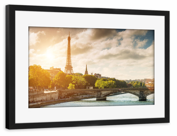 Poster mit Rahmen schwarz "Eiffelturm Sonnenuntergang" artboxONE - Reise,Städte / Paris