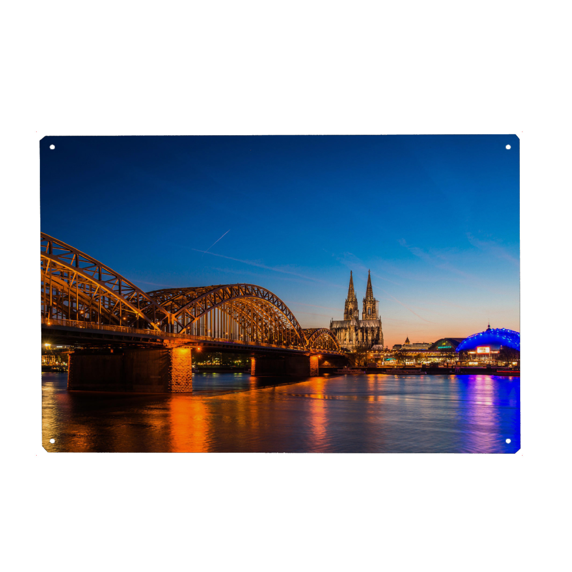 Metall Poster "Kölner Dom mit Mond" artboxONE - Städte / Köln