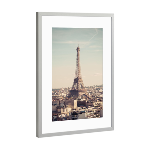 Poster mit Rahmen Silber "Eiffelturm Stadtromantik" artboxONE - Städte / Paris