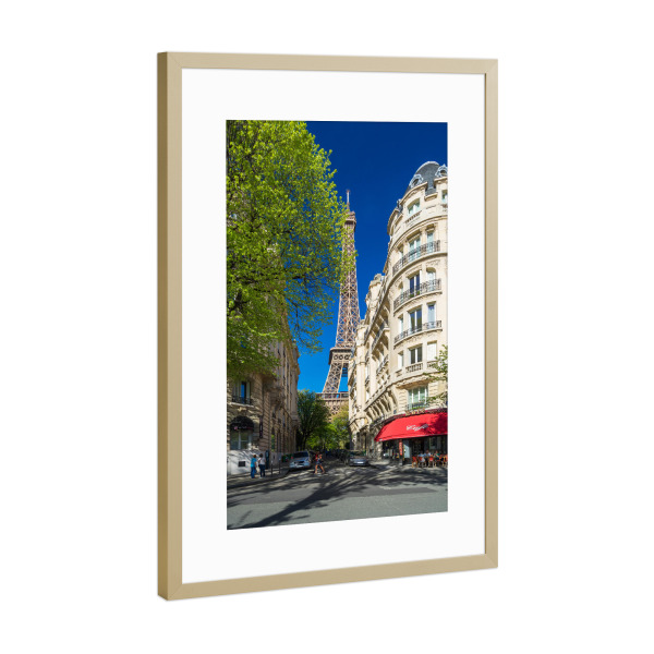Poster mit Rahmen Gold "Pariser Cafe" artboxONE - Städte / Paris