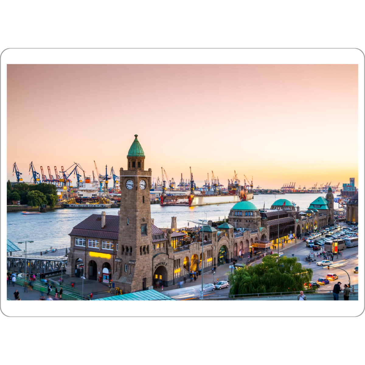 Tischset "Landungsbrücken Abendrot" artboxONE - Städte / Hamburg - Hamburg,Hansestadt,Hafen,Landungsbrücken,Norddeutschland,Hafen city,Himmel