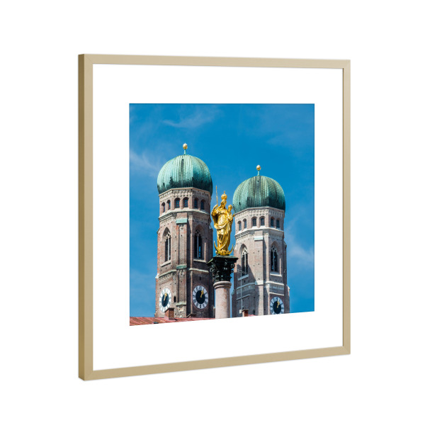 Poster mit Rahmen Gold "Frauenkirche Türme" artboxONE - Städte / München