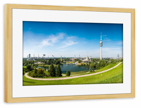 Poster mit Rahmen kiefer "Fernsehturm München" artboxONE - Städte / München,Sport / Sommerspiele