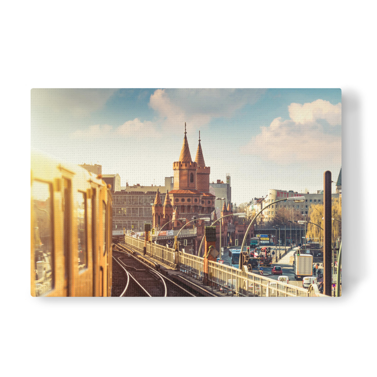 Berlin bei Sonnenaufgang als Leinwand bei artboxONE kaufen