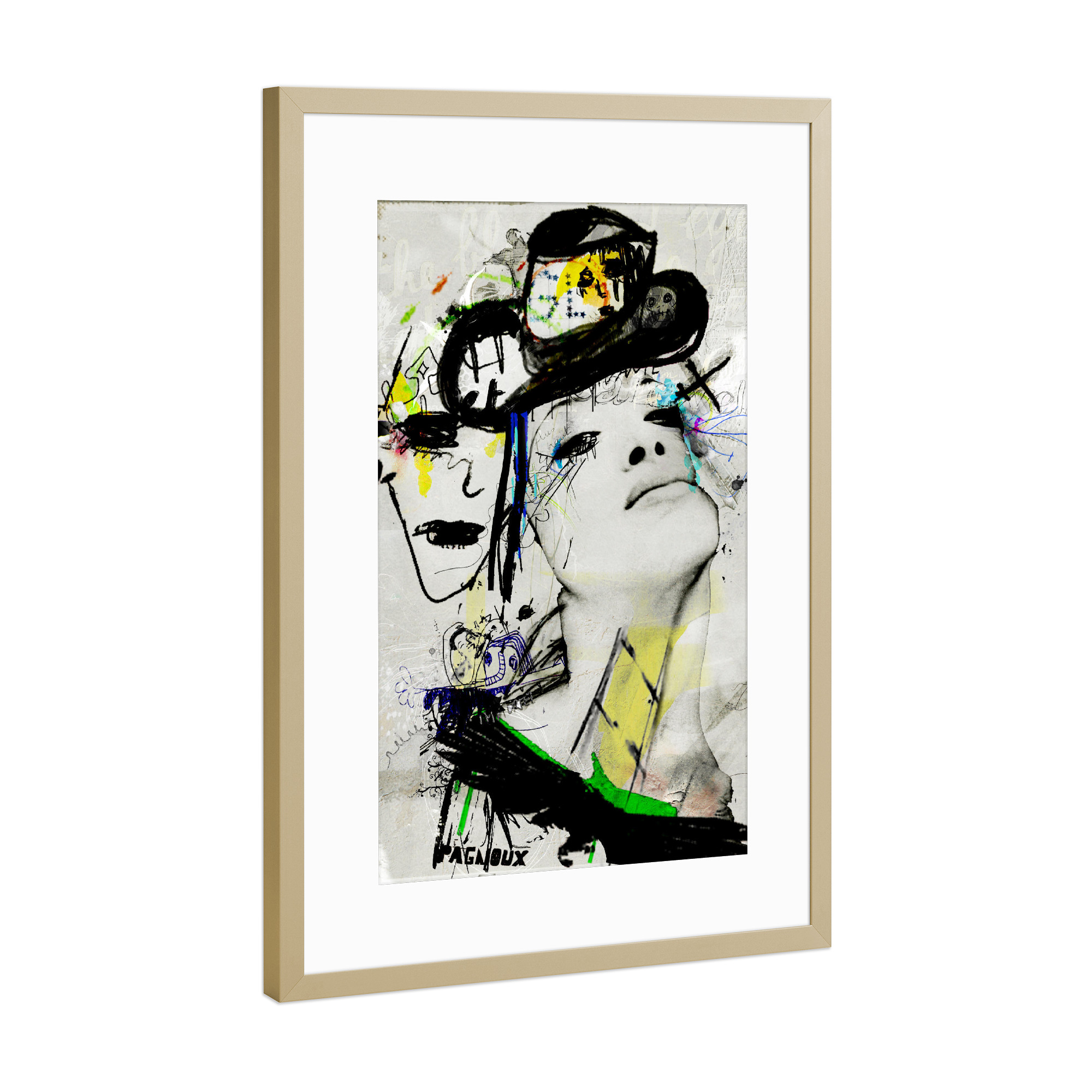 Poster mit Rahmen Gold "Distantfingers 2" artboxONE - Abstrakt