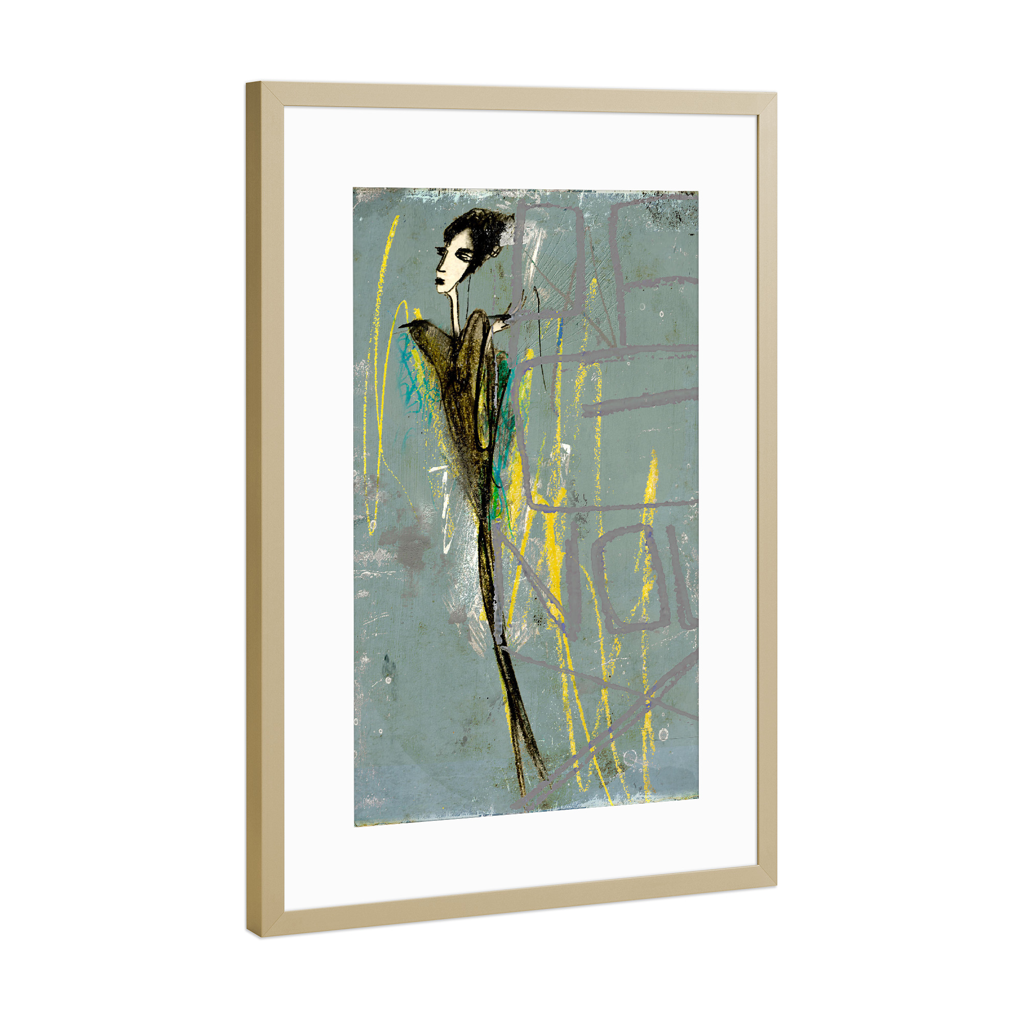 Poster mit Rahmen Gold "Dungestedelamain 2" artboxONE - Abstrakt - Painting,Portrait,Streetart,Street,Urban,Paris,Mirror,Graffiti,Artwork,France