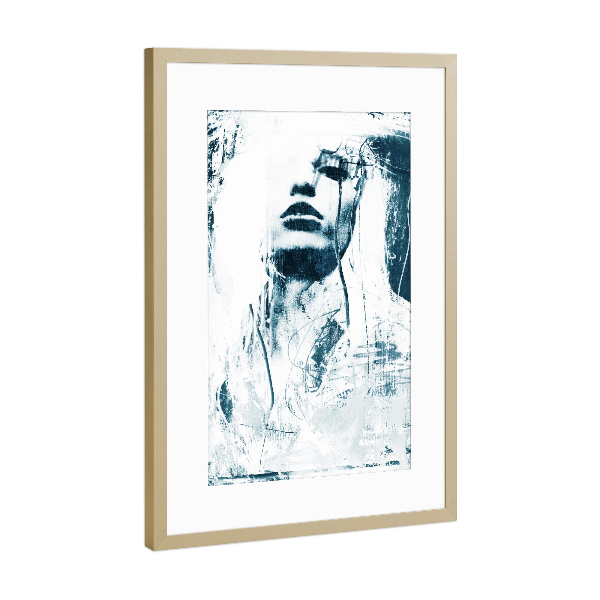 Poster mit Rahmen Gold "Etre" artboxONE - Abstrakt - Portrait,Streetart,Street,Urban,Paris,Mirror,Graffiti,Artwork,Invert,Invertiert,Negativ