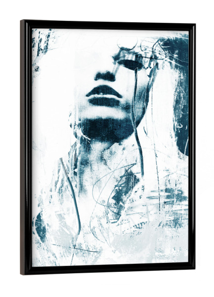 Poster mit schwarzem Rahmen "Etre" artboxONE - Abstrakt - Portrait,Streetart,Street,Urban,Paris,Mirror,Graffiti,Artwork,Invert,Invertiert,Negativ