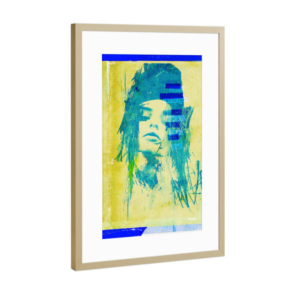 Poster mit Rahmen Gold "Fallingback" artboxONE - Abstrakt - Porträt,Paris,Frankreich,Invert,Abstrakt,Streetart,Städtisch,Malen,Grafik