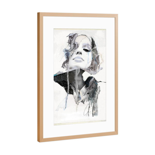 Poster mit Rahmen Kupfer "Fixerlesvertiges" artboxONE - Abstrakt,Schwarzweiß - Portrait,Frau,Gesicht